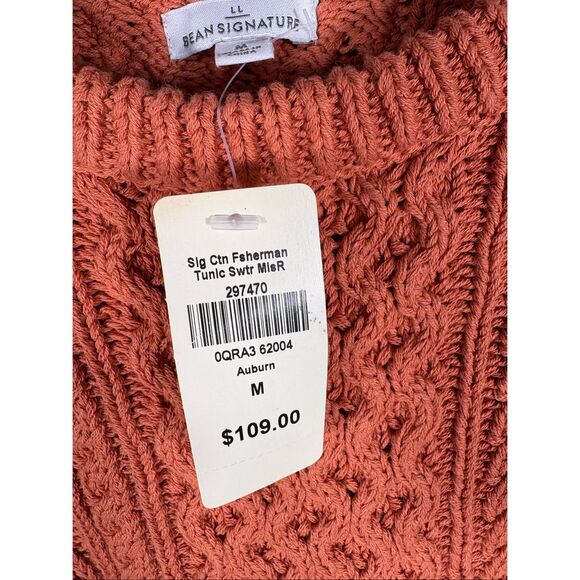 L.L Bean Signature fisherman cable tunic knit side zipper sweater size M - Picture 3 of 6